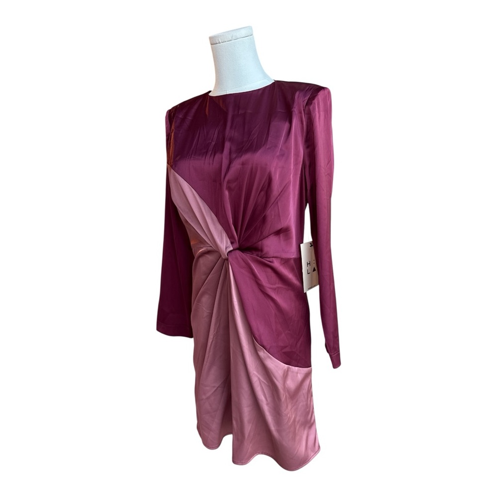 SBC5 Pink & purple ombre dress with long sleeves and tie front size small - Picture 2 of 4